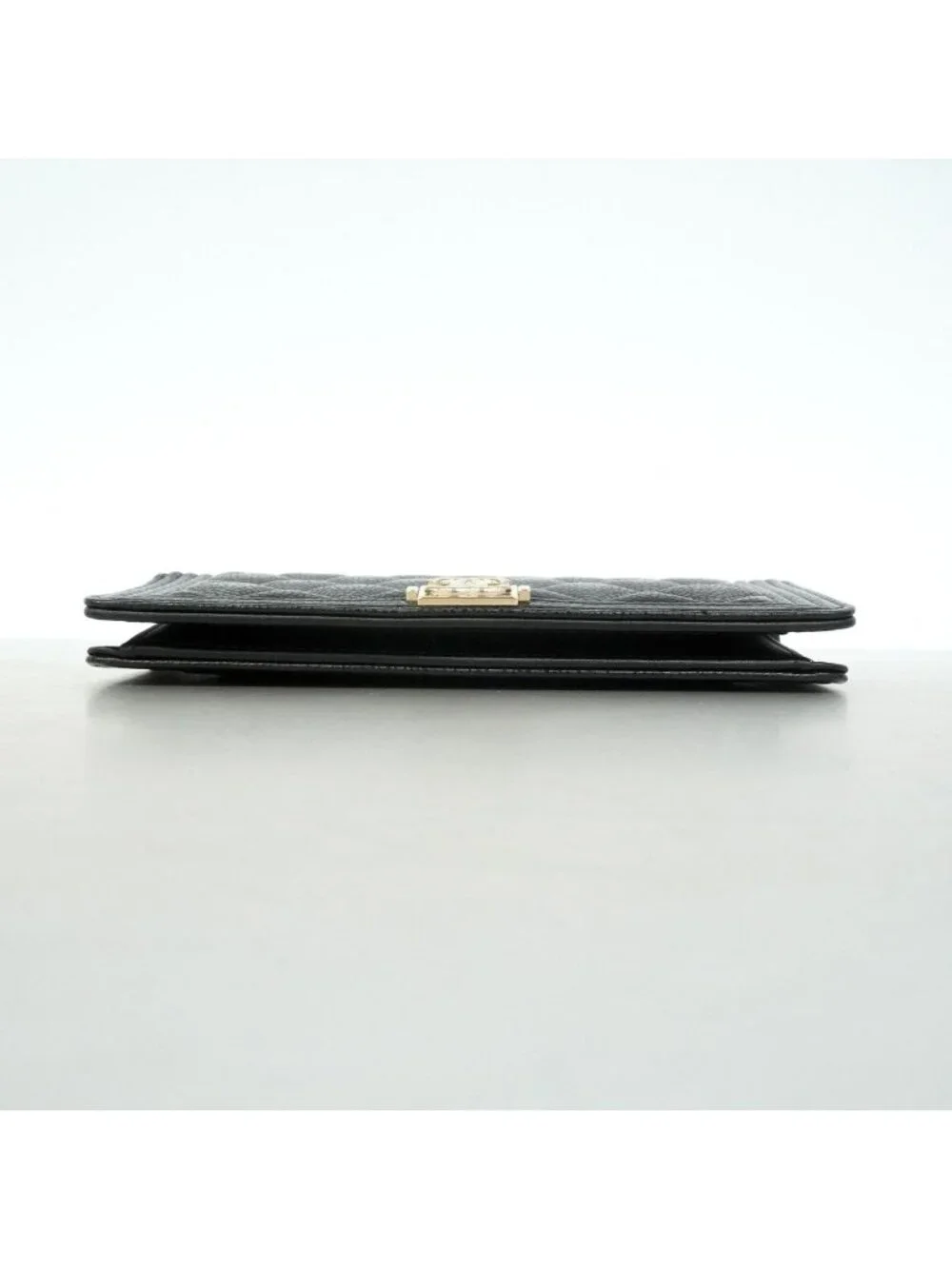 Chanel Wallet Boy Caviar Leather Black Gold
